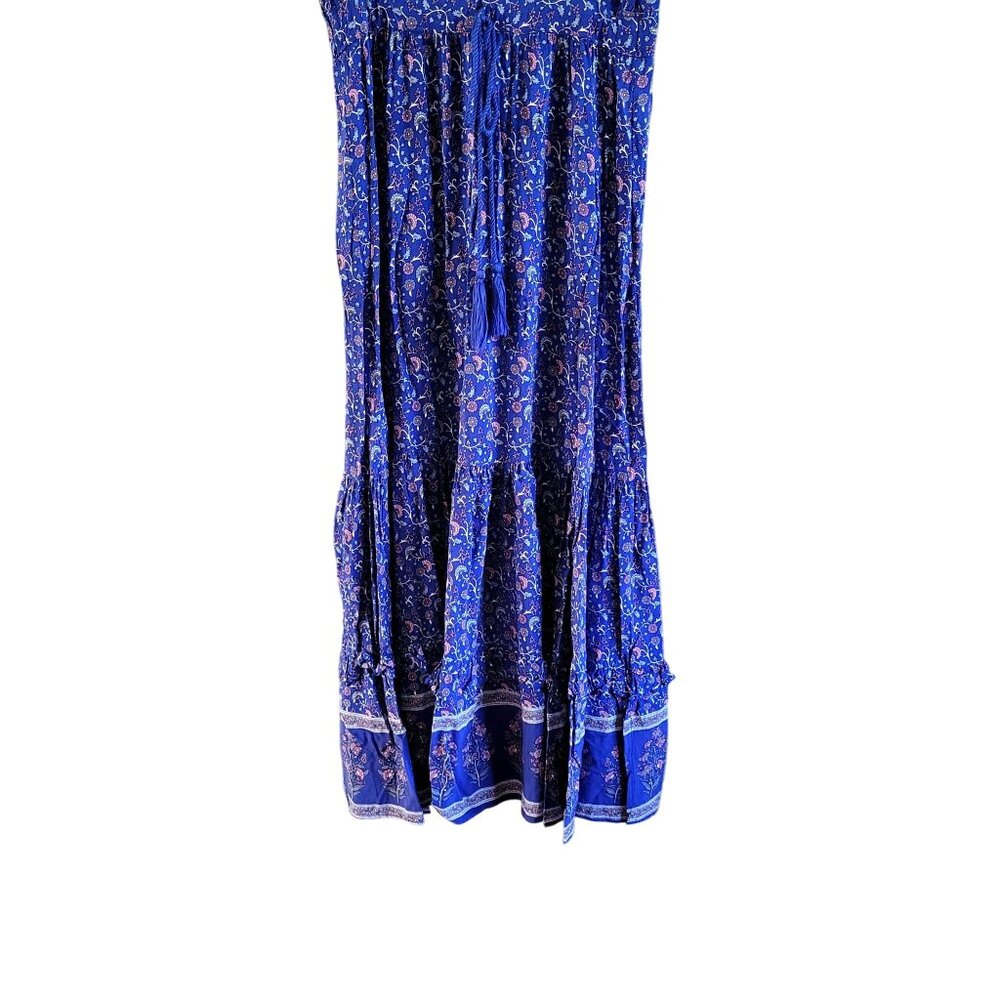 R. Viomos Royal Blue Cotton Rayon Boho Maxi Dress Size Small - Picture 4 of 5